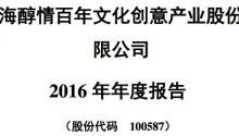 醇情百年：营业收入1198万，净利润110万｜E板挂牌企业